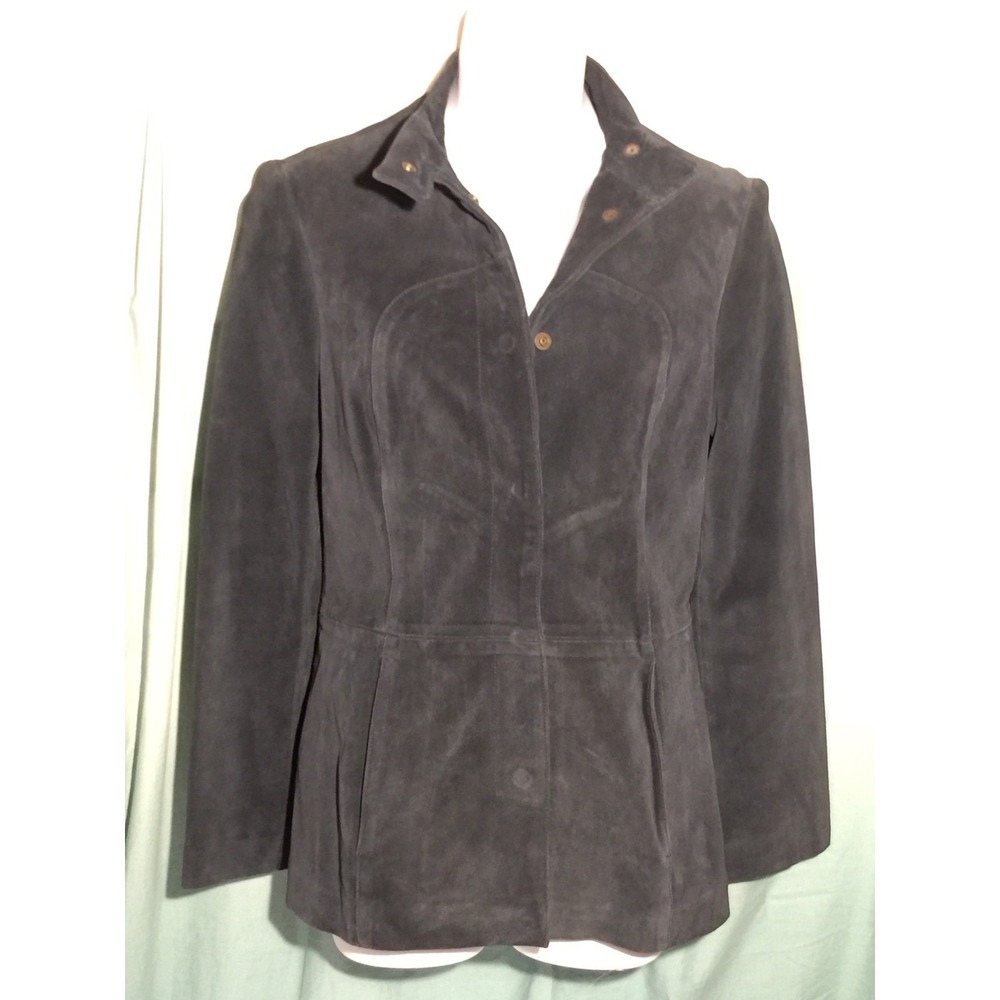 Sisley Women's Long Sleeve‎ Navy Suede Jacket Size 38 Orig. $215